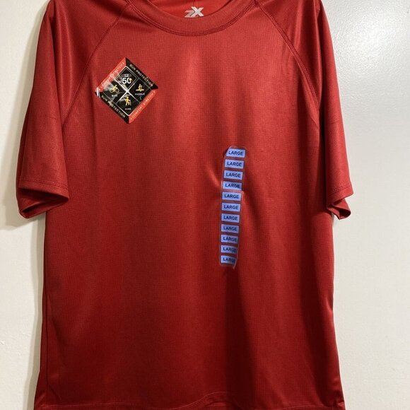 ZeroXposur Men Red Stretch Short Sleeve UPF Sun Protection‎ Performance Shirt  L - Picture 1 of 7
